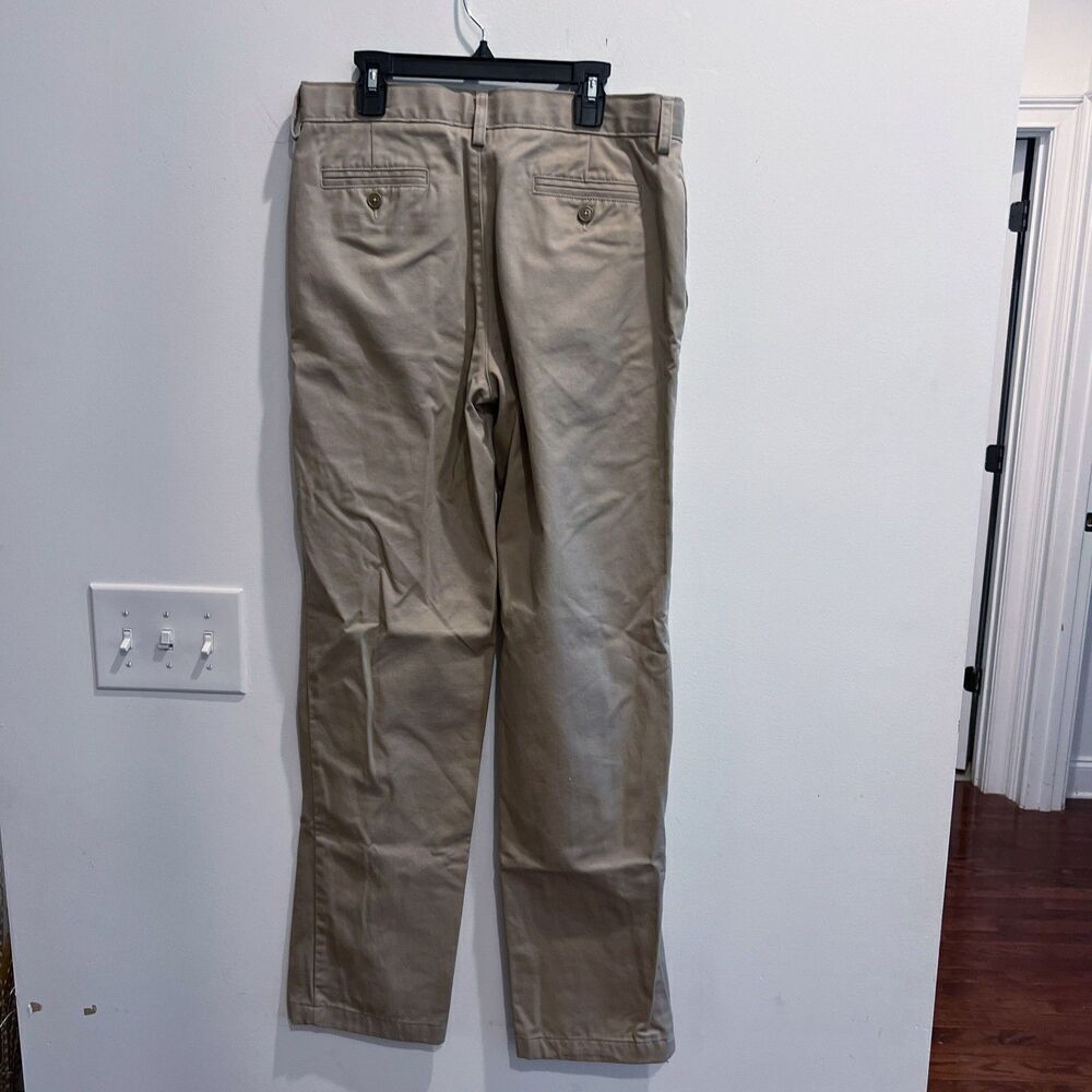 Lands' End Boys Dress Pants Beige Sz 18 Cotton Straight Flat Front Button Zip - Picture 4 of 10